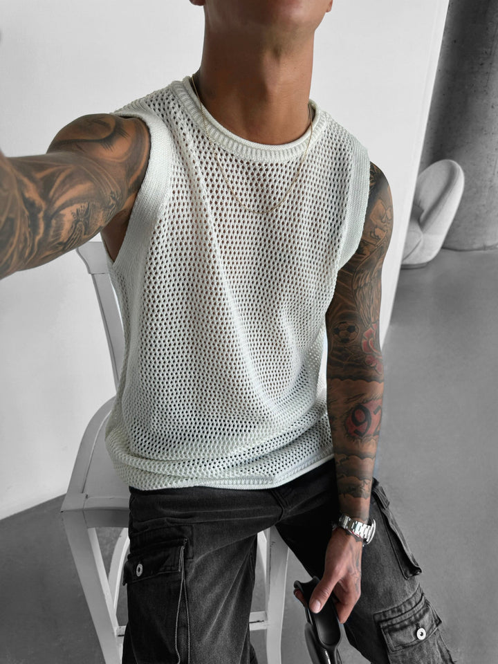 Oversize Teksturowany Top - Biały