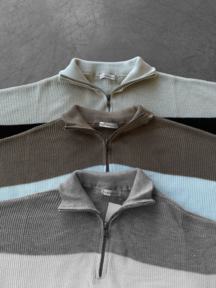 Koszulka T-shirt w regularnym fasonie w paski - Camel