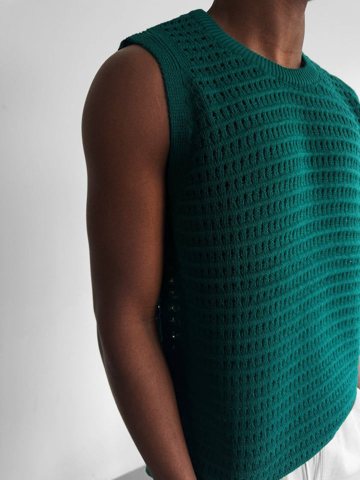 Oversize Grid Tanktop - Zielony