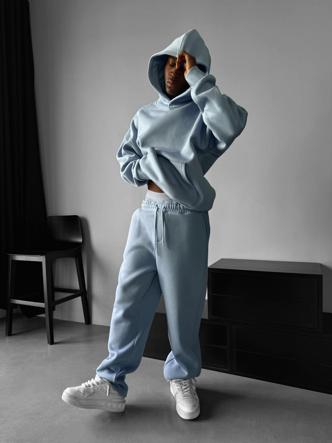 Oversize Basic Hoodie - Wyblakły Dżins