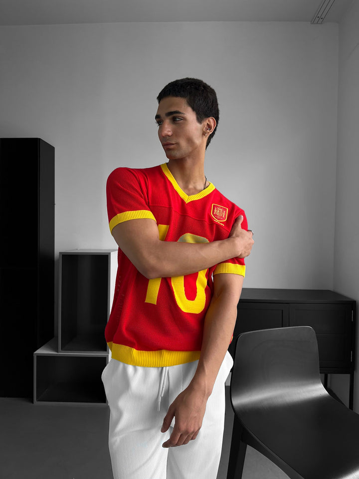 Oversize Hiszpański T-shirt - Czerwony
