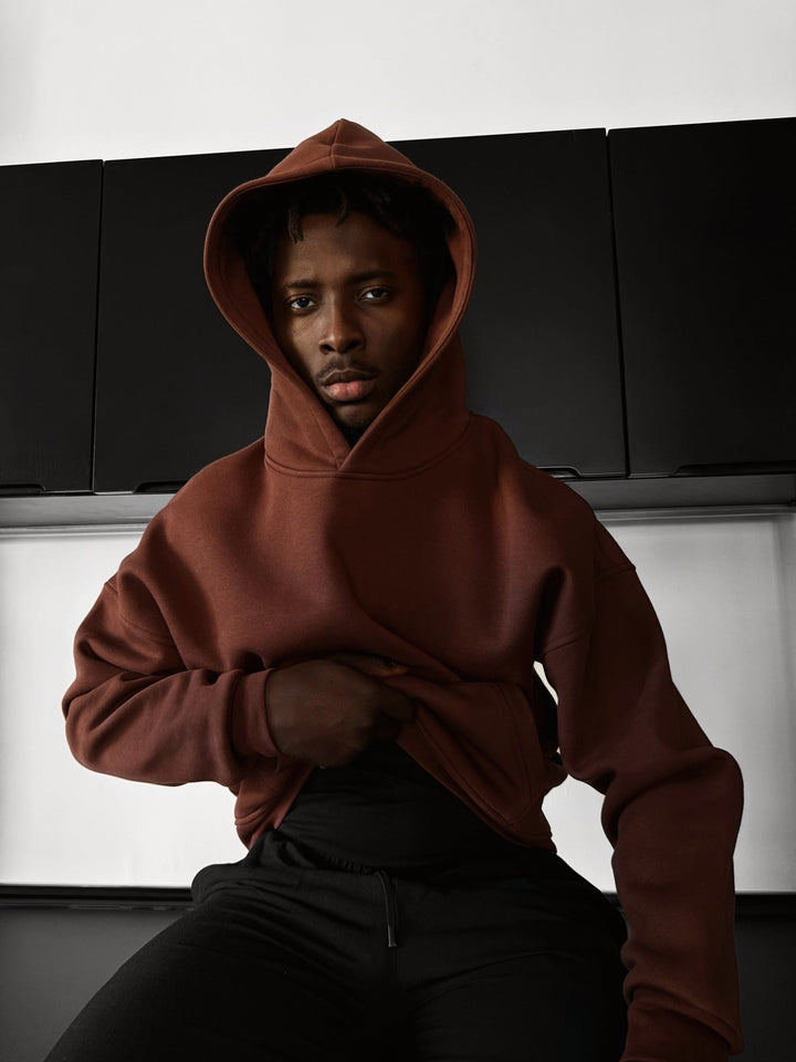 Oversize Basic Hoodie - Czekoladowy Brąz