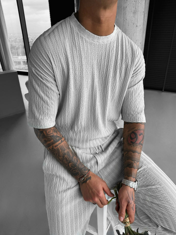 Oversize Structured T-Shirt - Szary