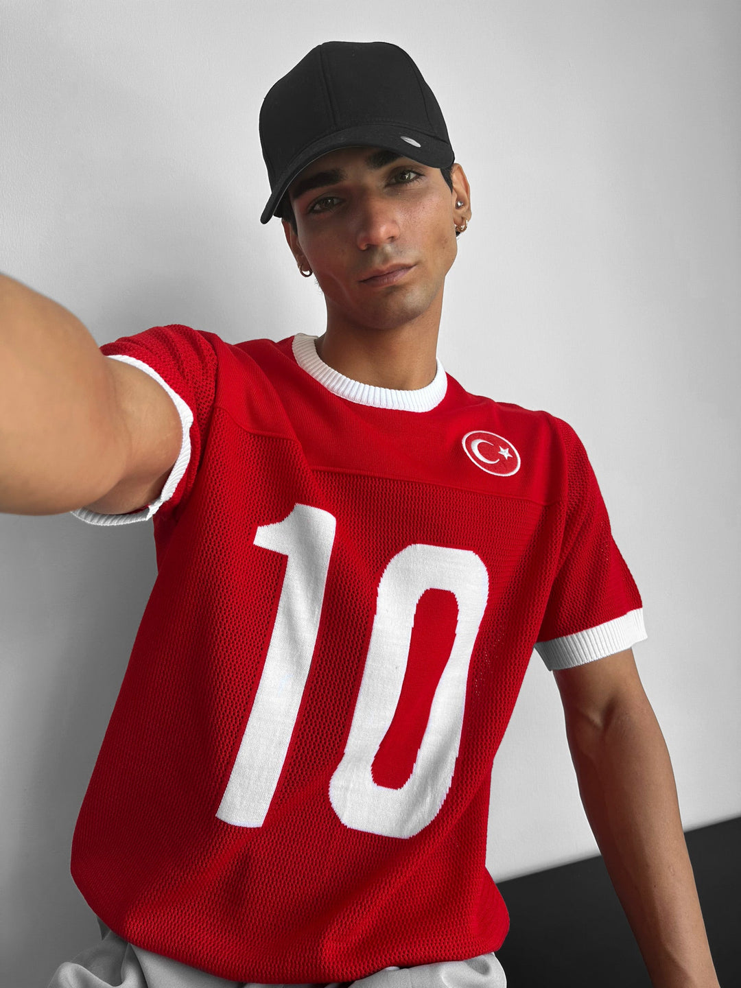 Oversize Türkiye Knit T-shirt - Czerwony