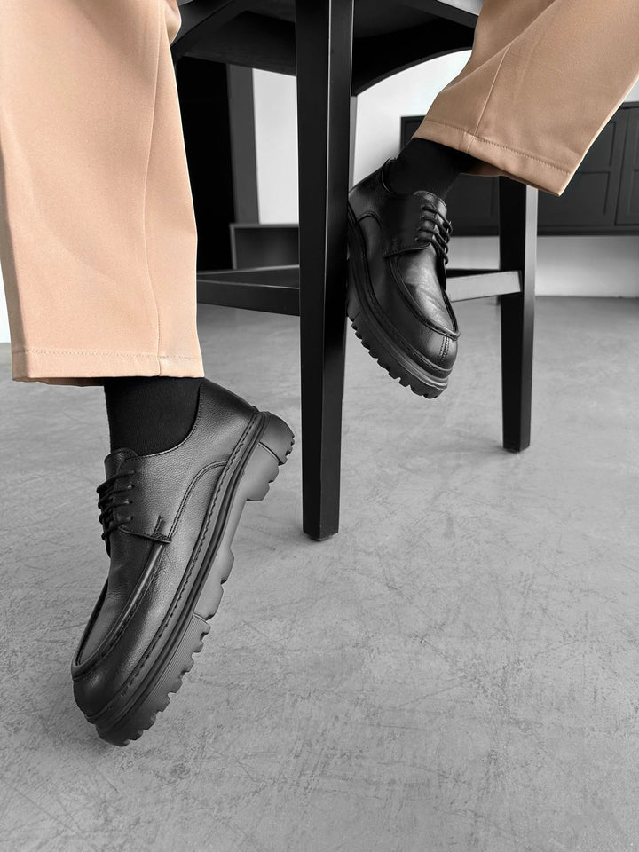 Casual Leather Shoes - Czarne