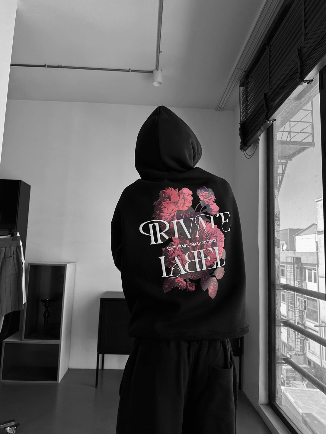 Oversize Hoodie z Prywatną Metką - Czarny