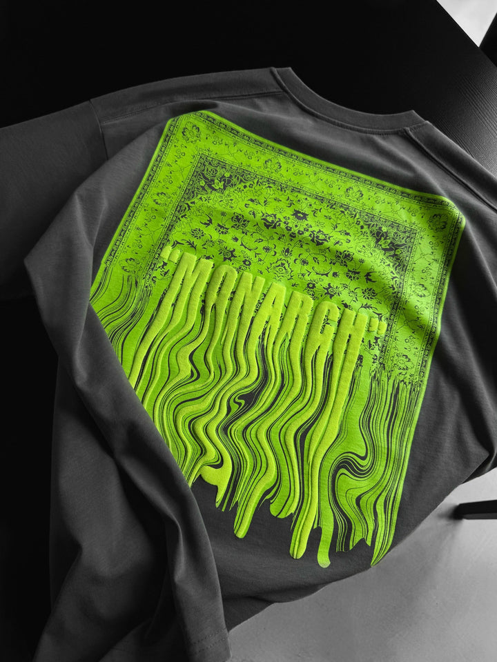Oversize Monarch T-Shirt - Antracytowy i Neonowy