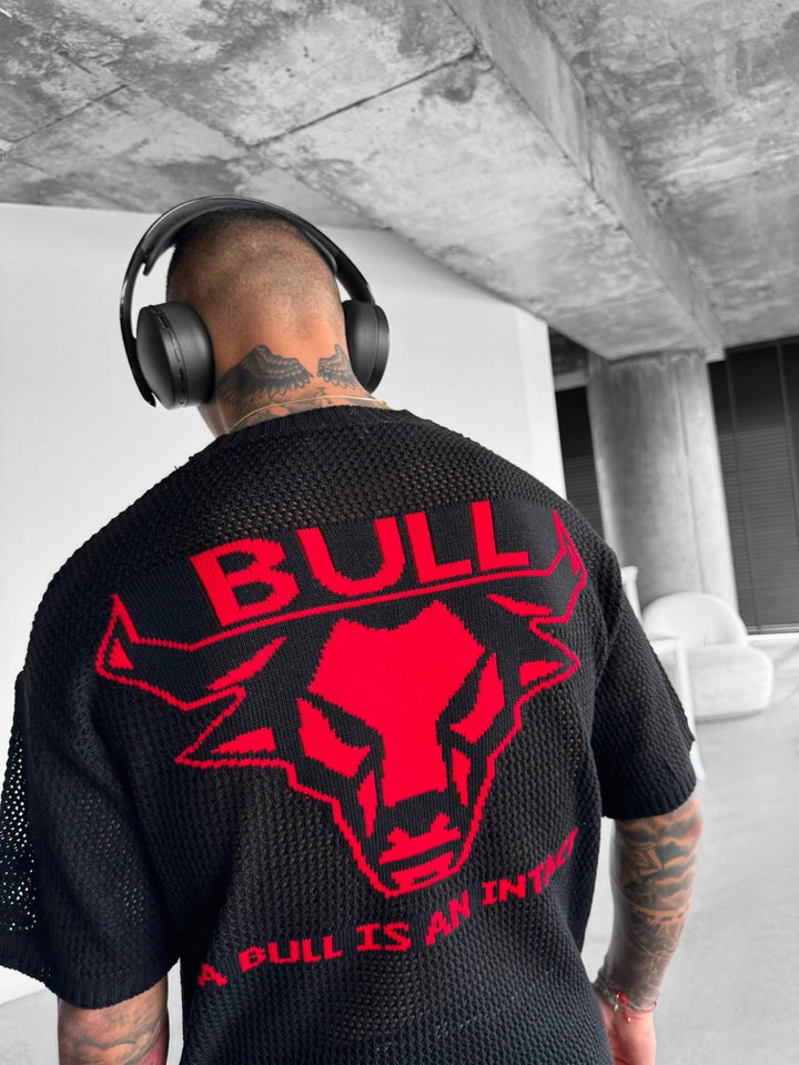 T-shirt Oversize Bull - Czarny i Czerwony