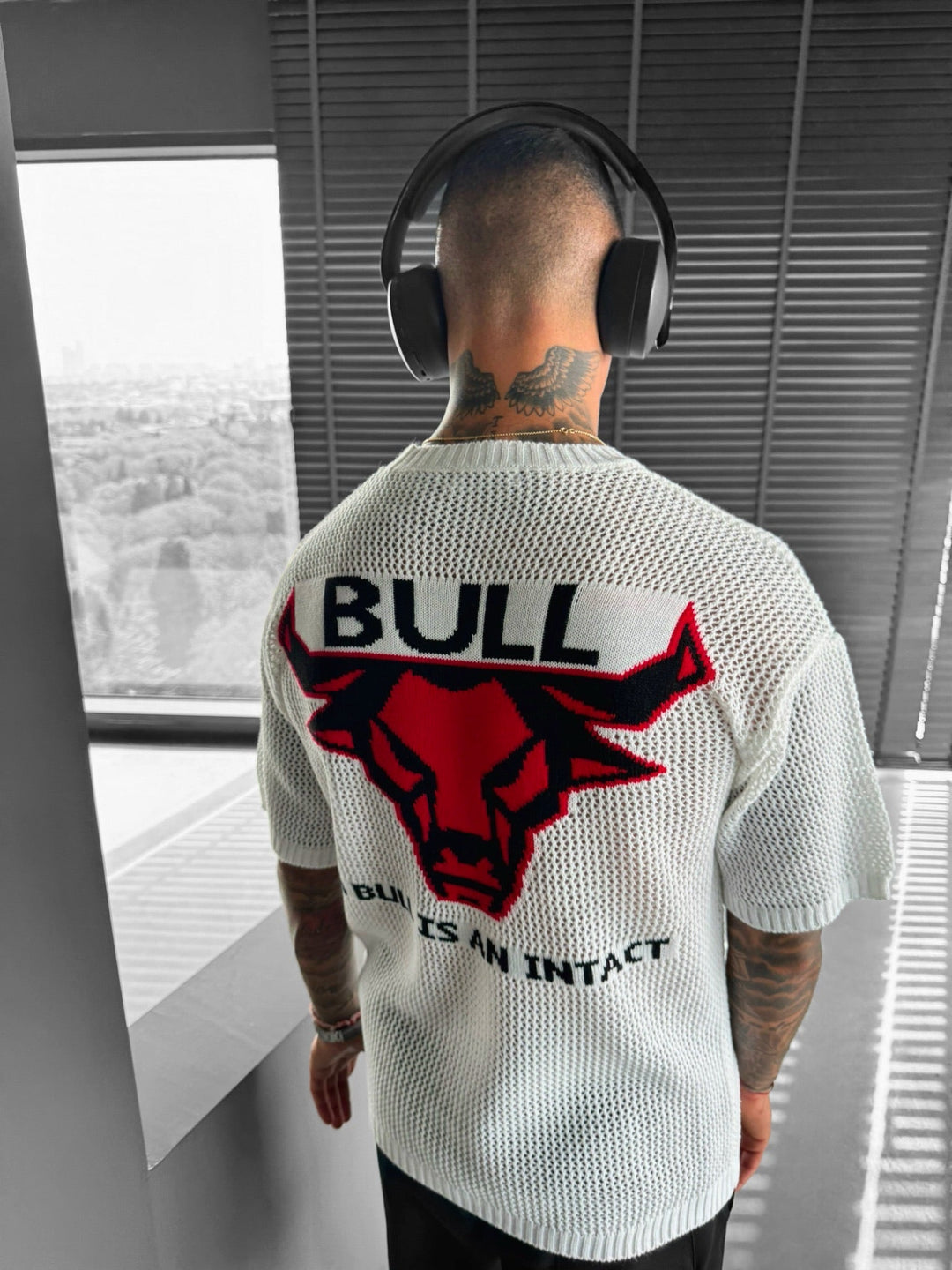 Oversize Bull Knit T-Shirt - Biały