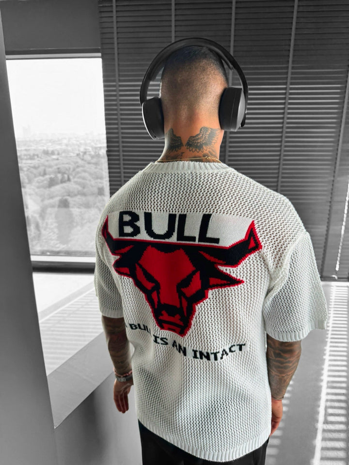 Oversize Bull Knit T-Shirt - Biały