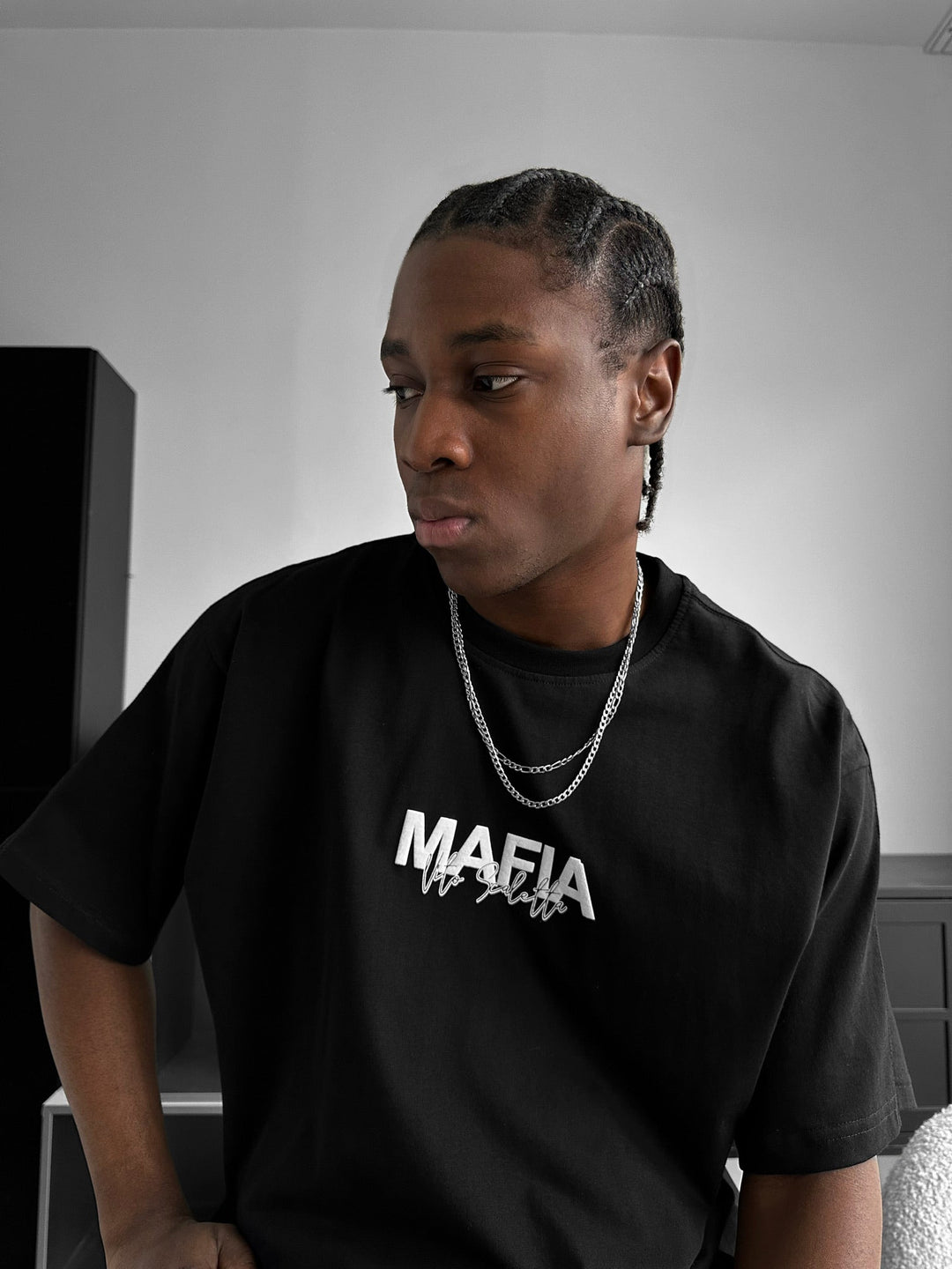 Oversize Mafia Tribal T-shirt - Czarny