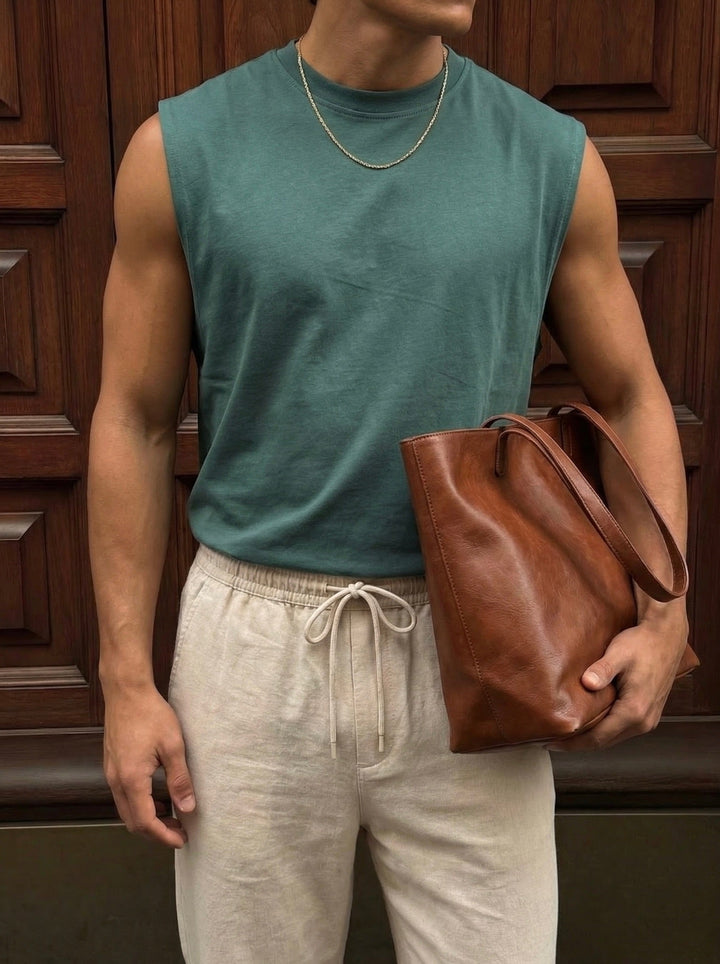 Oversize Basic Tanktop - Petrol