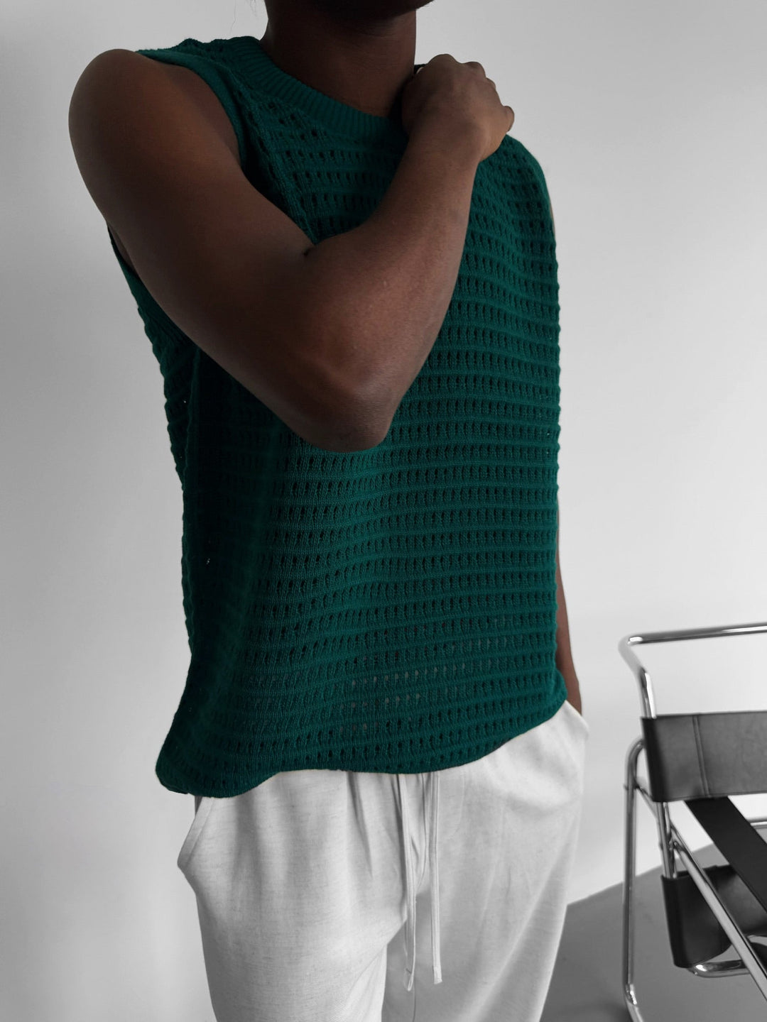 Oversize Grid Tanktop - Zielony