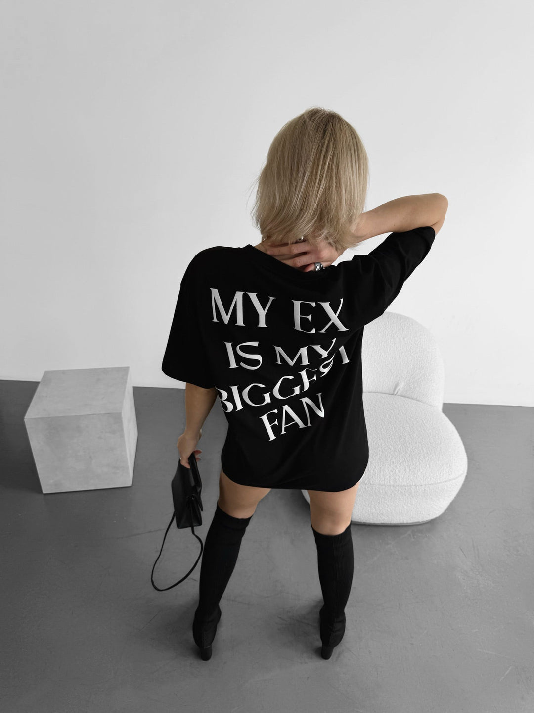 Oversize "EX" T-Shirt - Czarny
