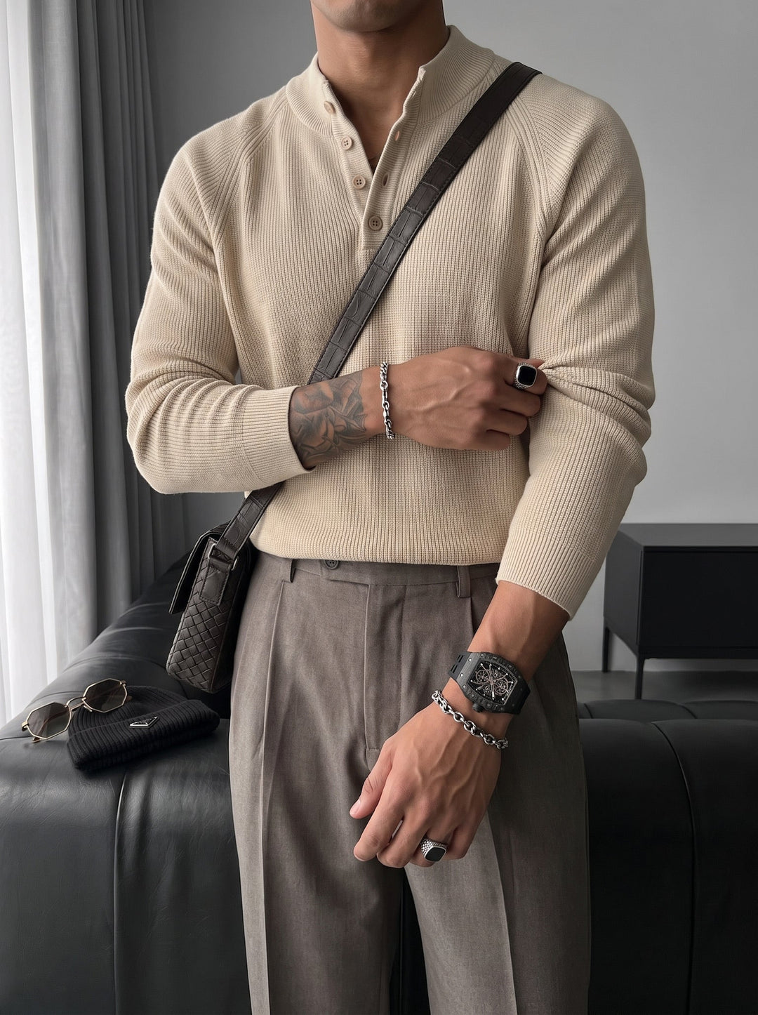Sweter Slim Fit - Beżowy