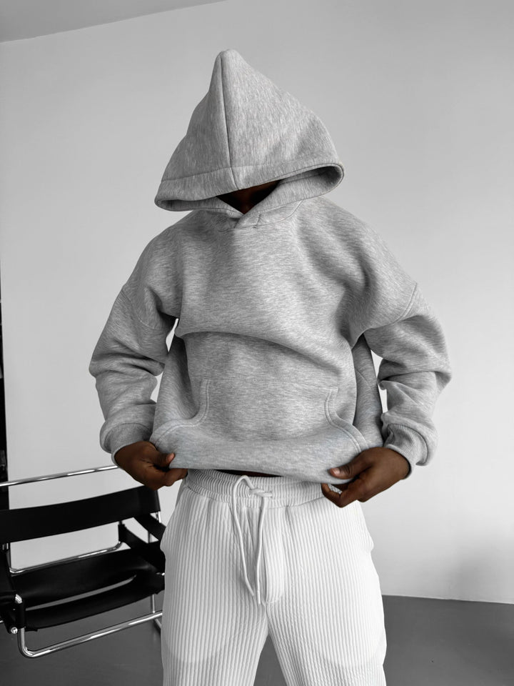 Oversize Basic Hoodie - Szary Melanż