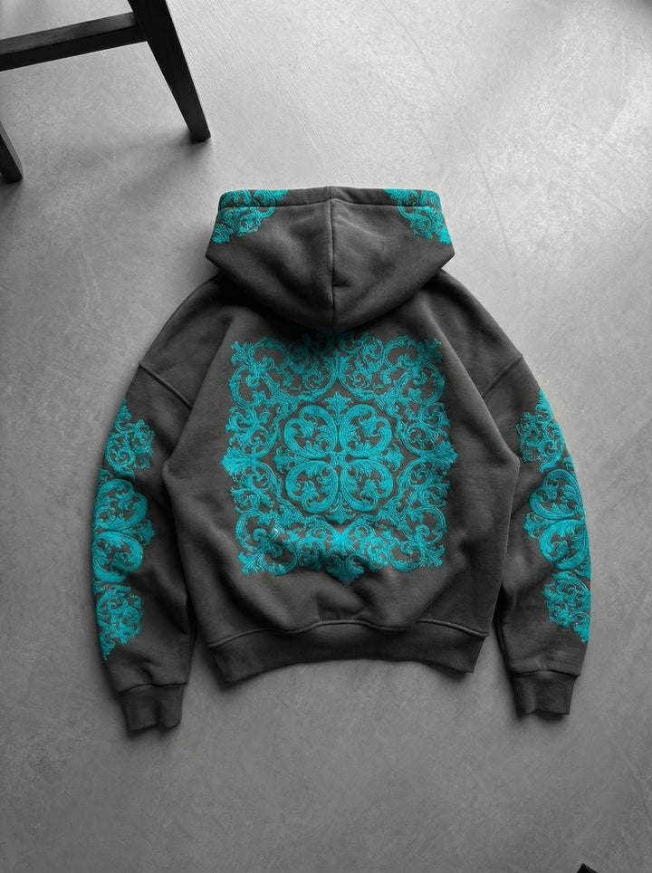 Hoodie z wzorem na dużym dywanie - Antracyt