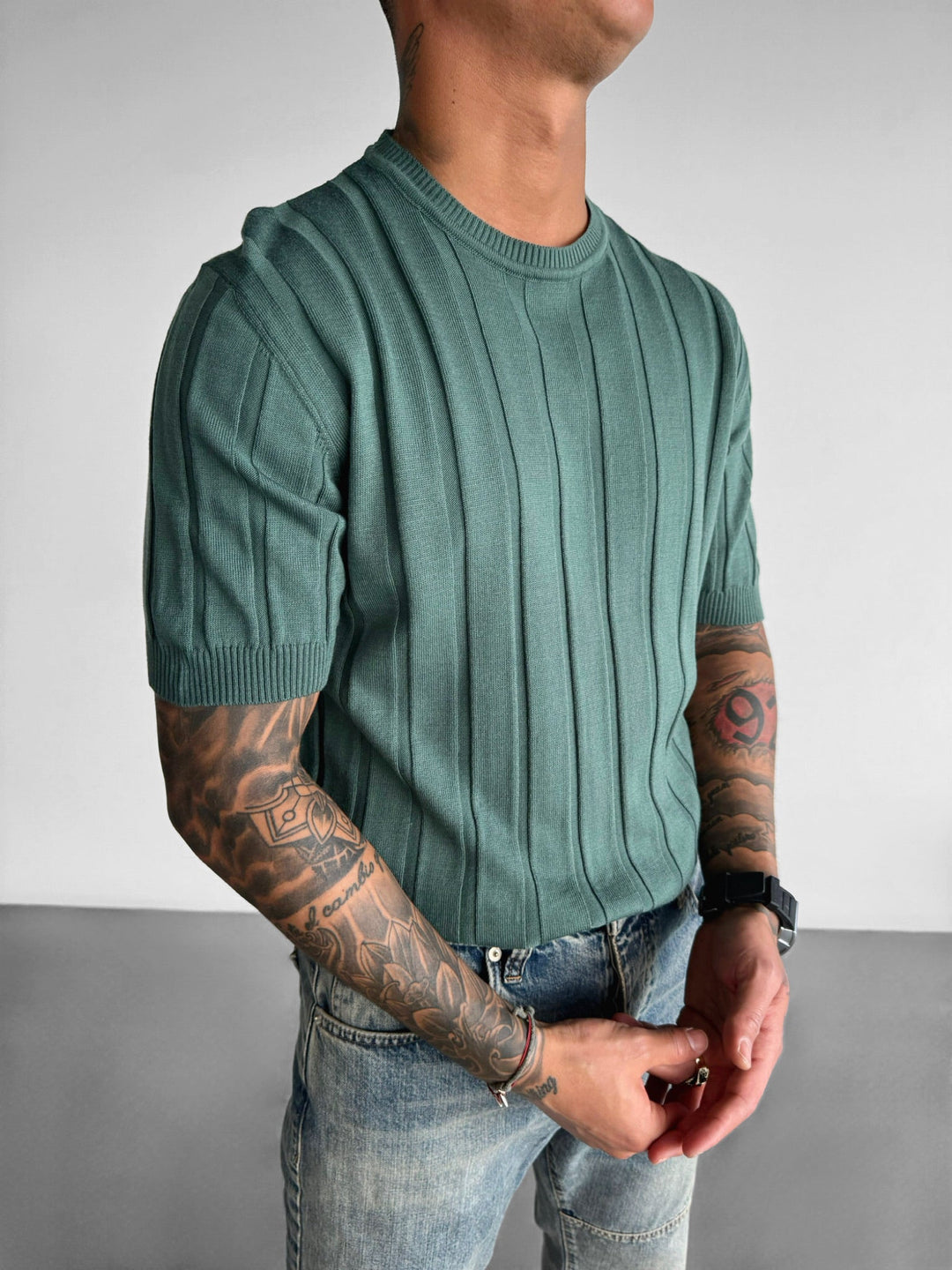 T-shirt Regular Fit z dzianiny - Petrol