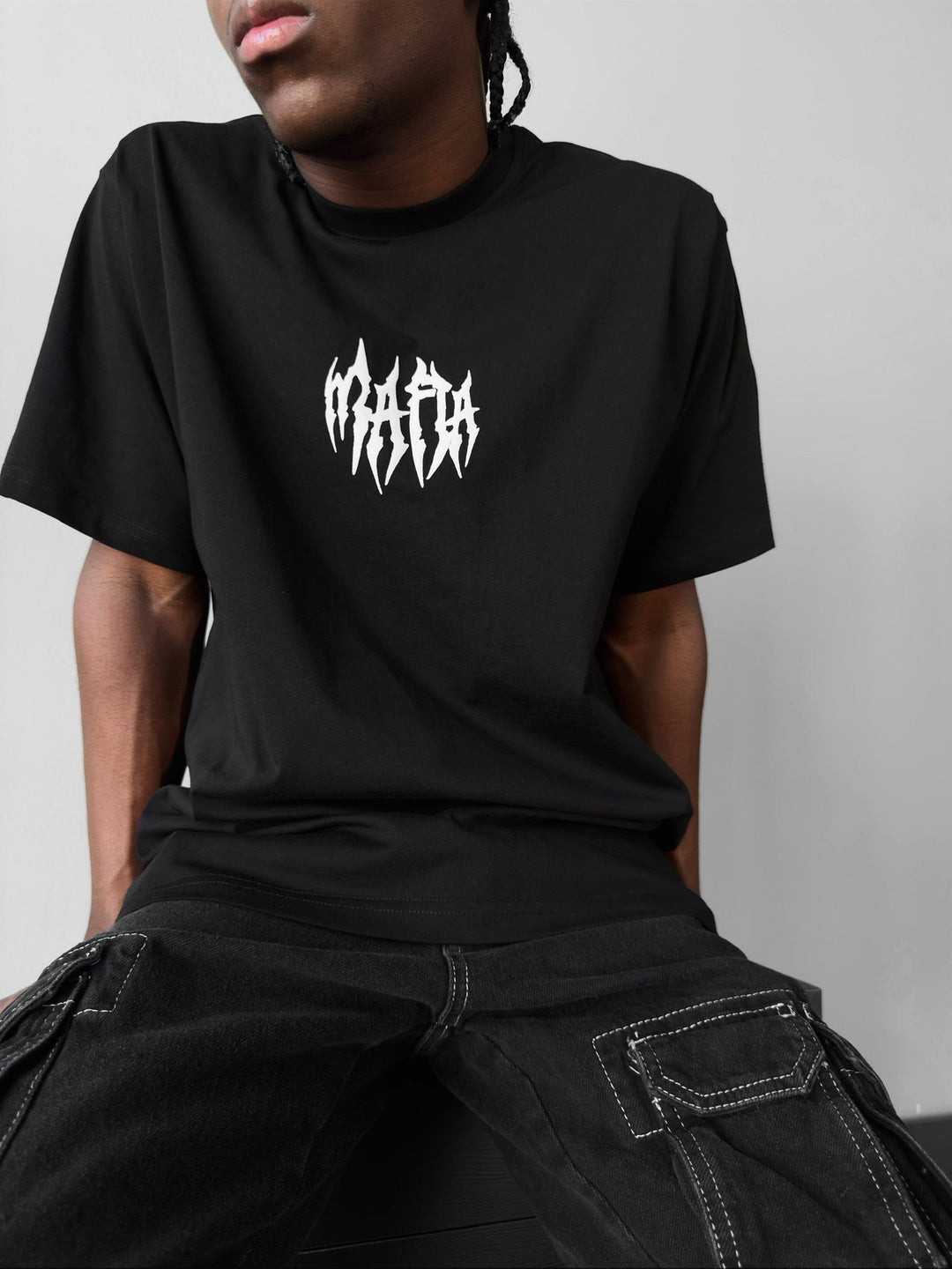 T-shirt Oversize Tribal - Czarny