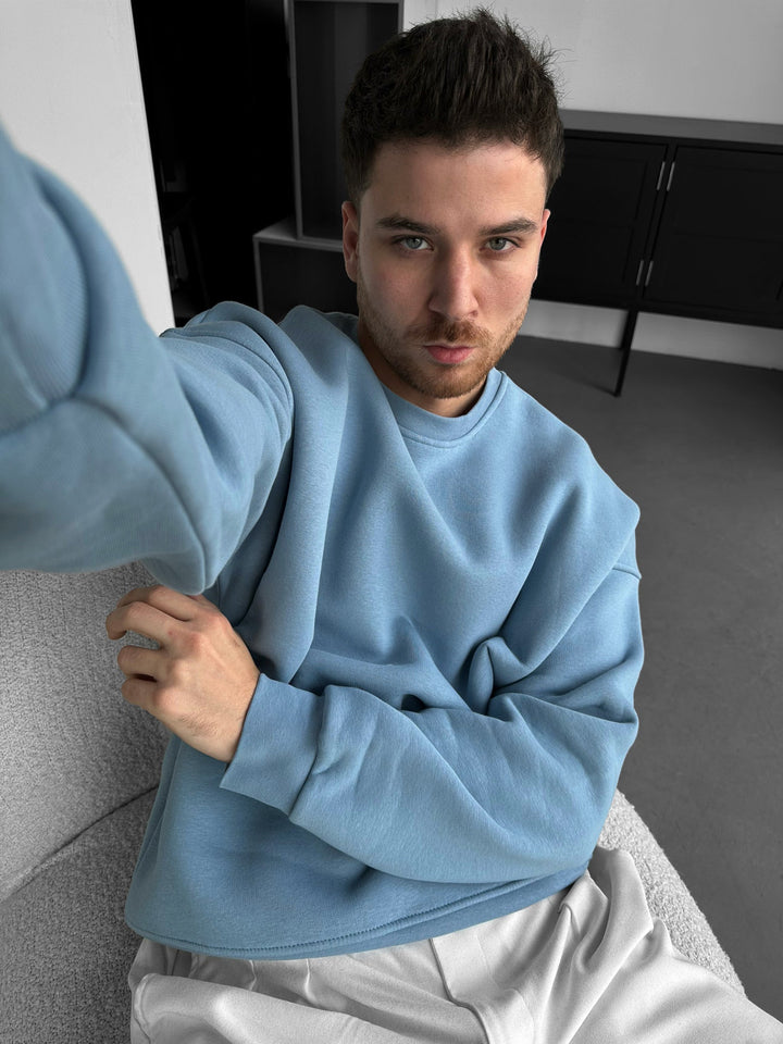 Oversize Basic Sweater - Wyblakły Dżins