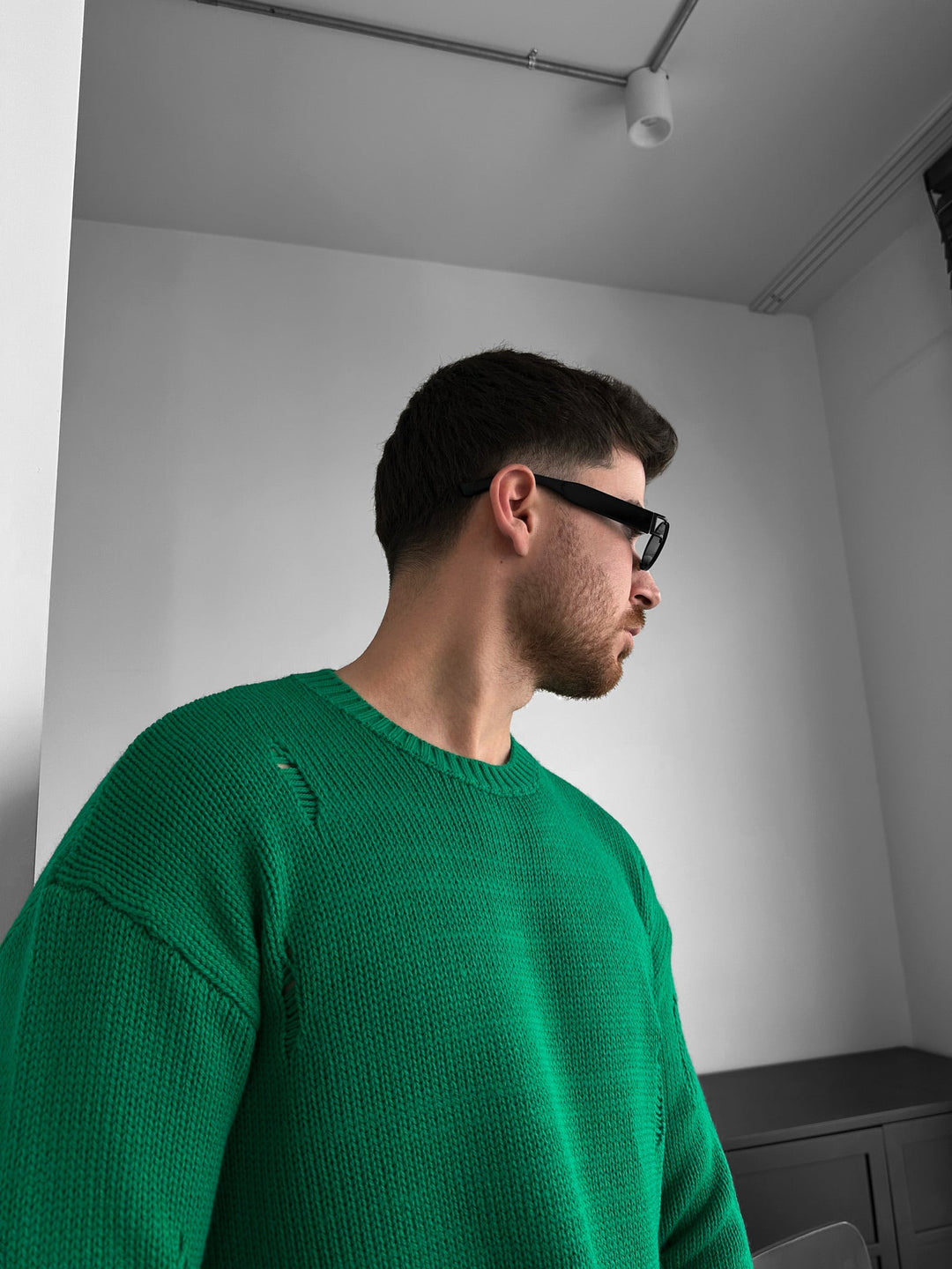 Oversize Torn Sweater - Zielony