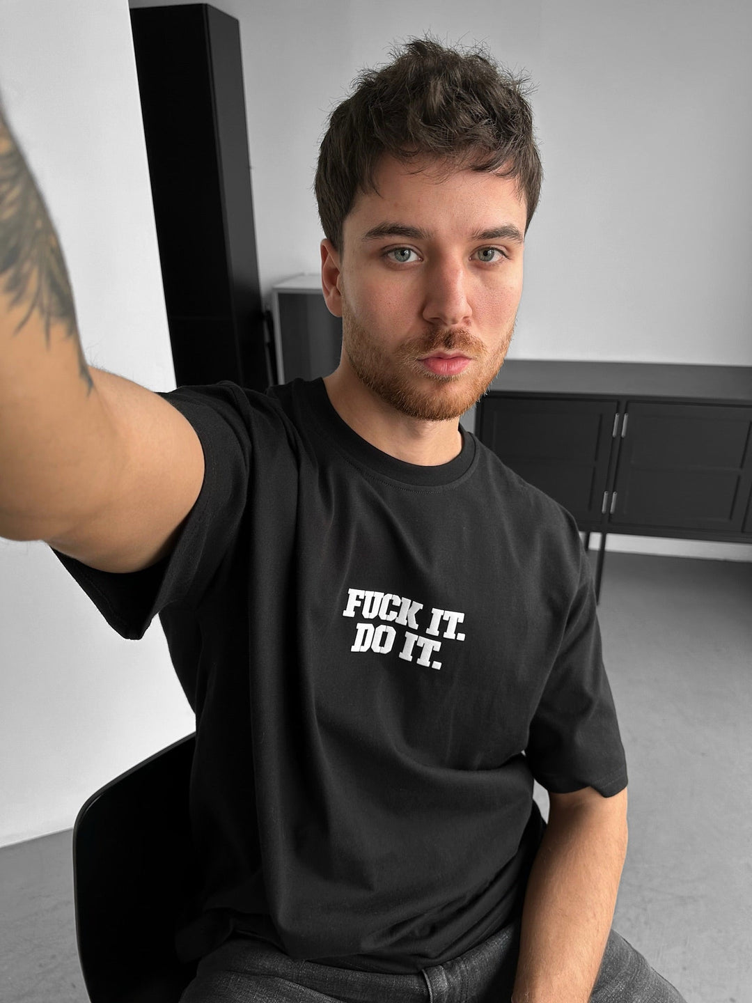 Oversize Do It T-shirt - Czarny