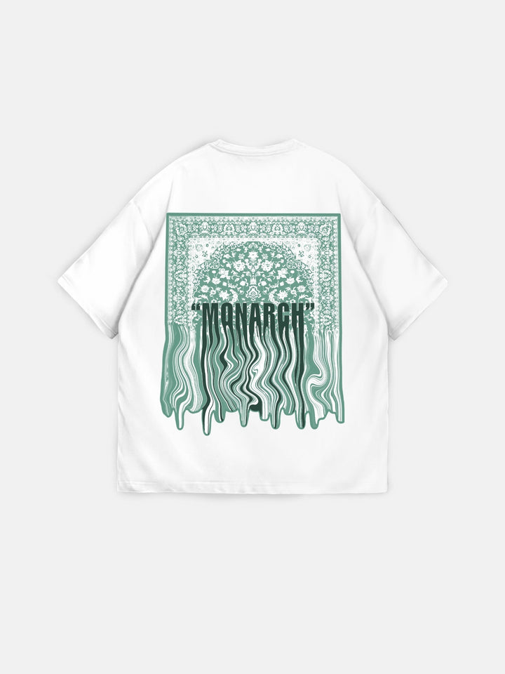 Oversize Monarch T-Shirt - Ecru i Zielony