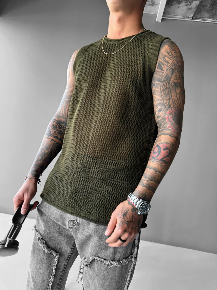 Oversize Teksturowany Top - Khaki