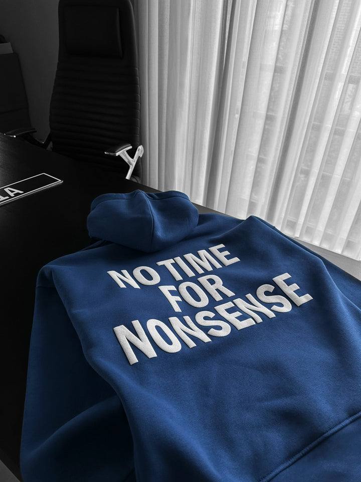 Oversize “Nie ma czasu na bzdury” Hoodie - Navy Peony