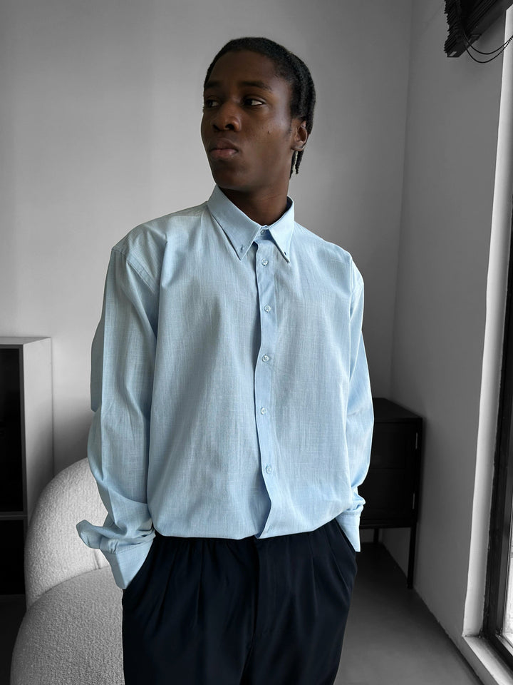 Koszula Oversize z Bawełny Oxford - Babyblue