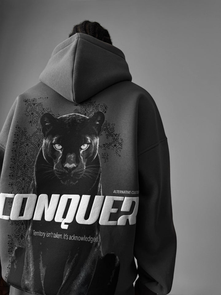 Oversize Conquer Hoodie - Antracyt