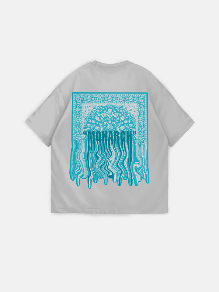 T-Shirt Oversize Monarch - Szary i Niebieski
