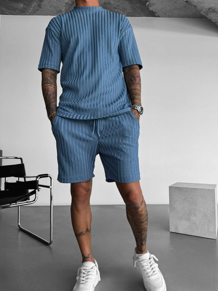 T-shirt Oversize Strukturalny - Koronowy Niebieski