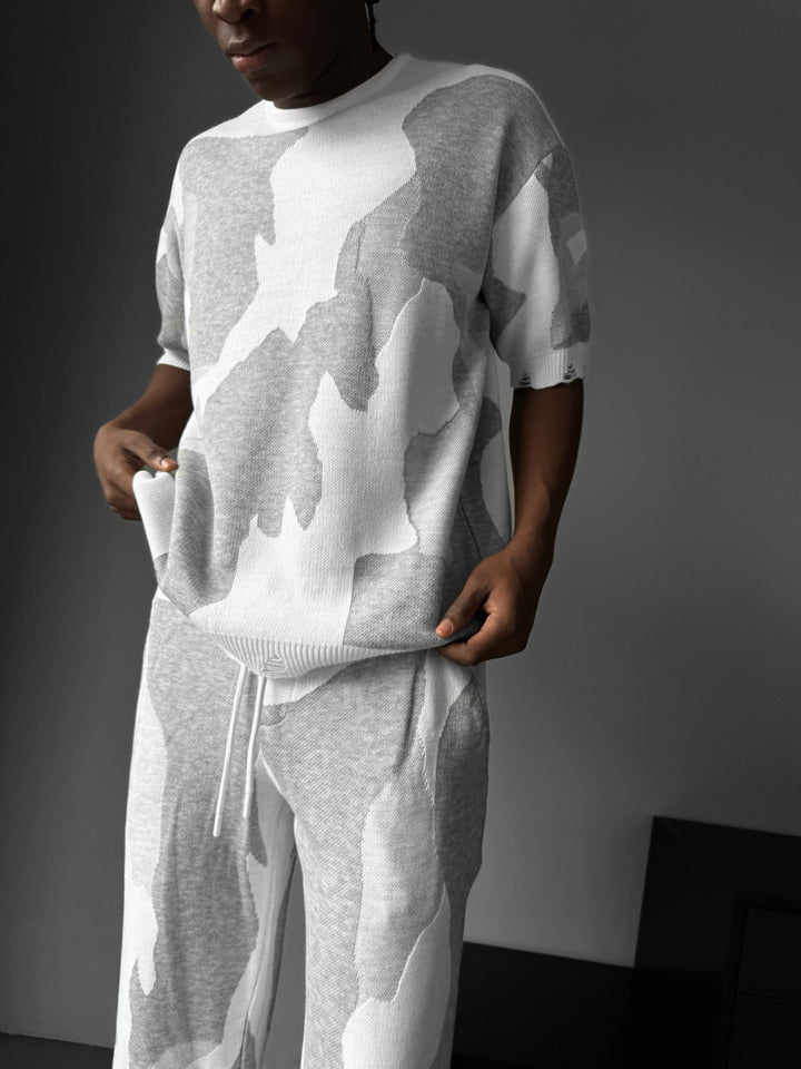 Oversize Alpenglow Knit T-Shirt - Biały i Szary