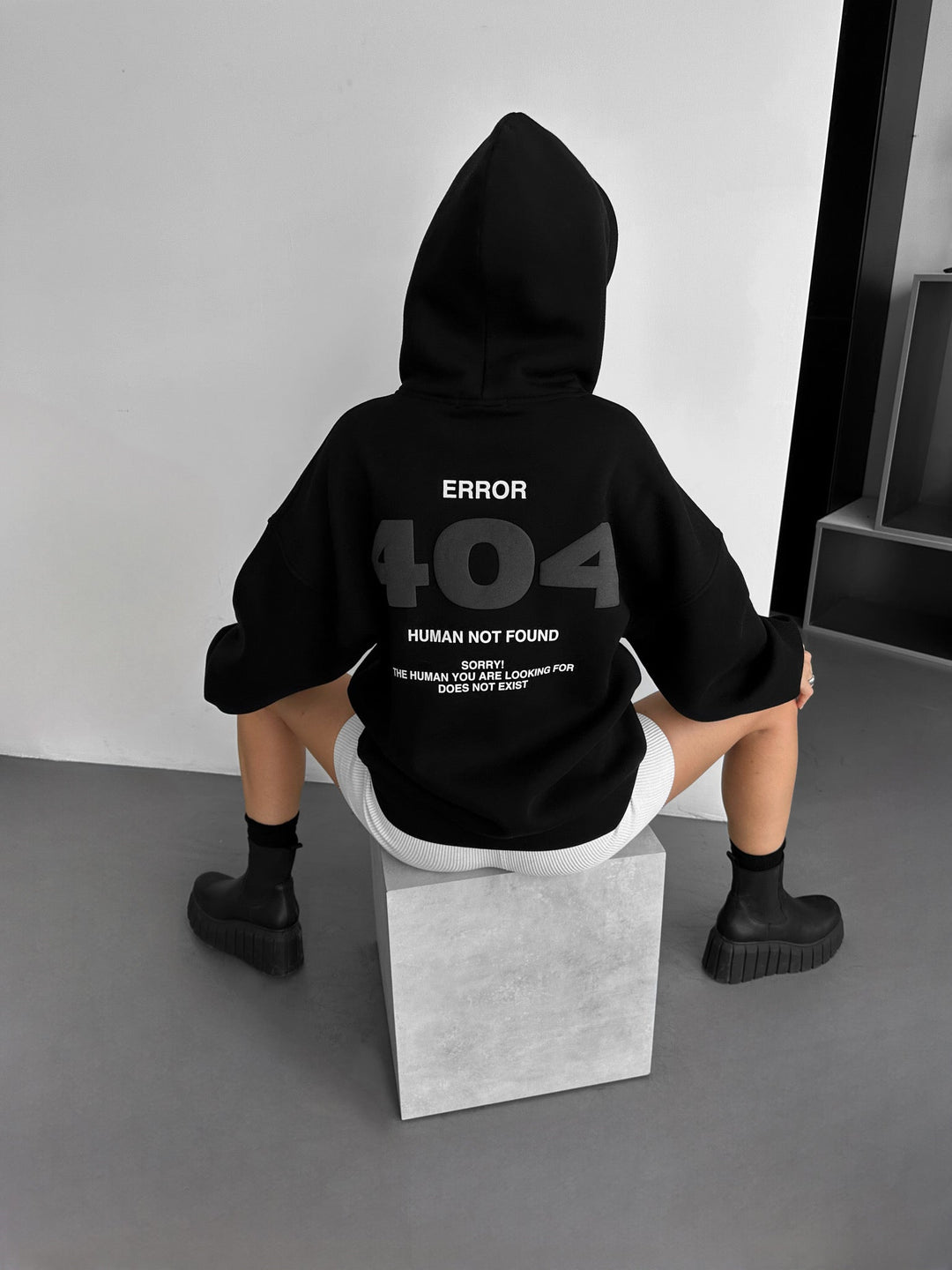 Oversize 404 Hoodie - Czarny