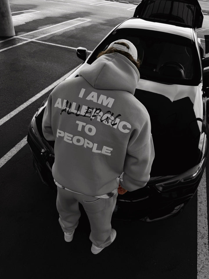 Oversize Allergiczny Hoodie - Szary