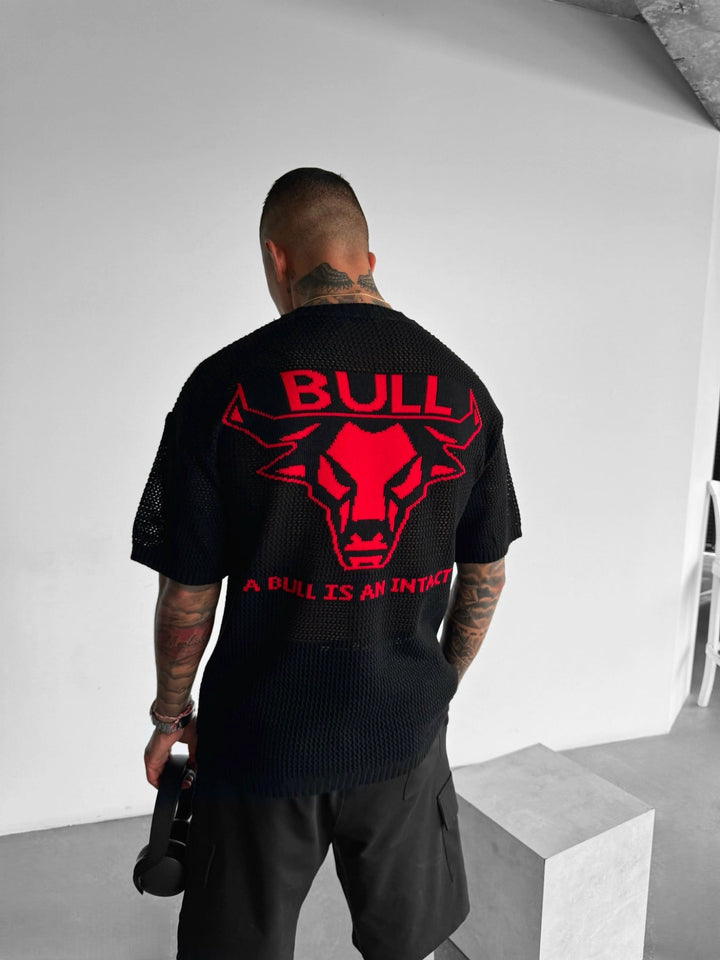 T-shirt Oversize Bull - Czarny i Czerwony