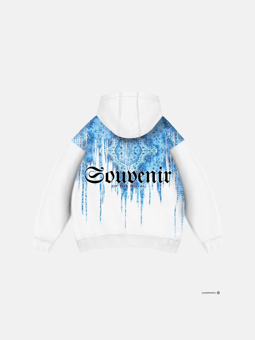 Oversize Souvenir Hoodie - Biały i Niebieski