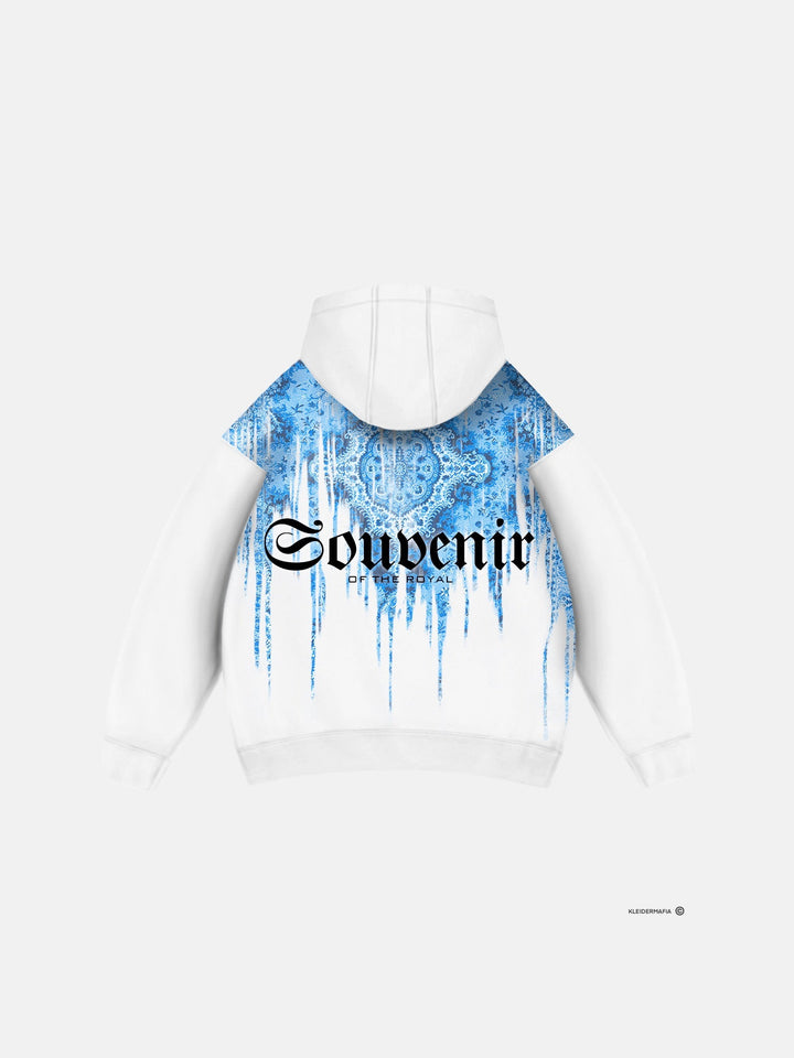 Oversize Souvenir Hoodie - Biały i Niebieski