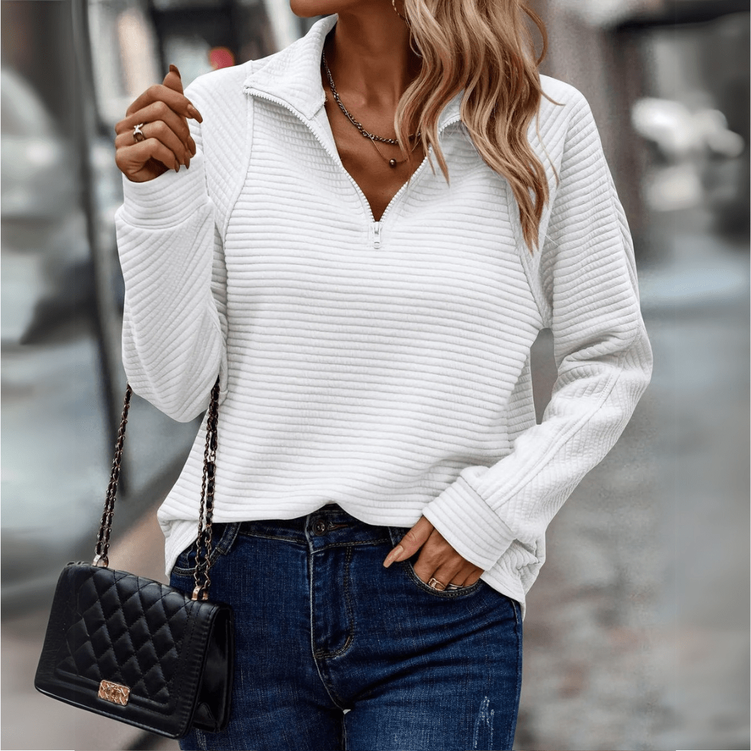 Prążkowany zamek 1/2 sweter