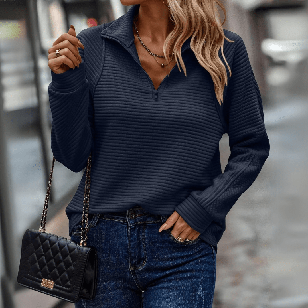 Prążkowany zamek 1/2 sweter