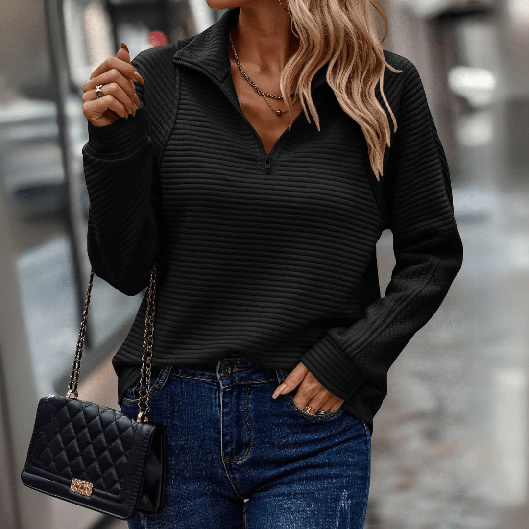 Prążkowany zamek 1/2 sweter