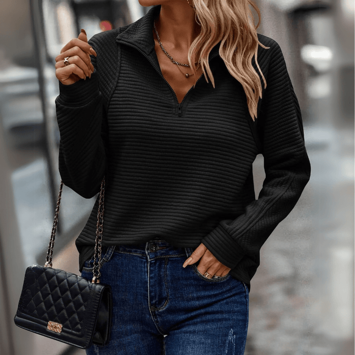 Prążkowany zamek 1/2 sweter
