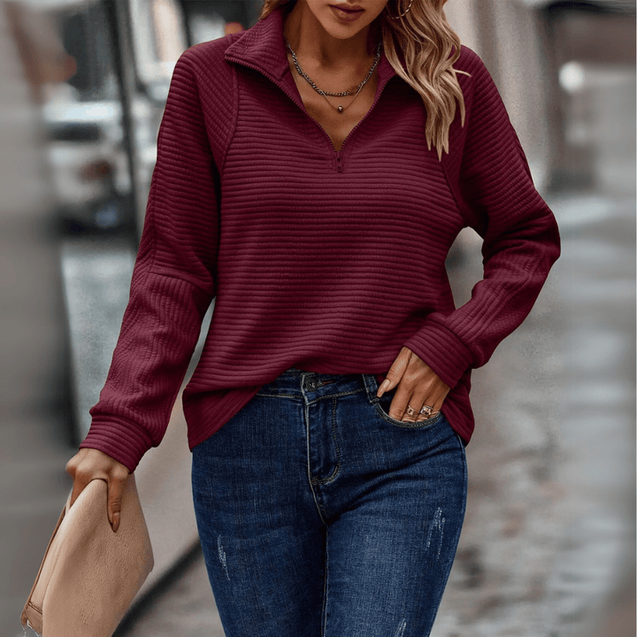 Prążkowany zamek 1/2 sweter