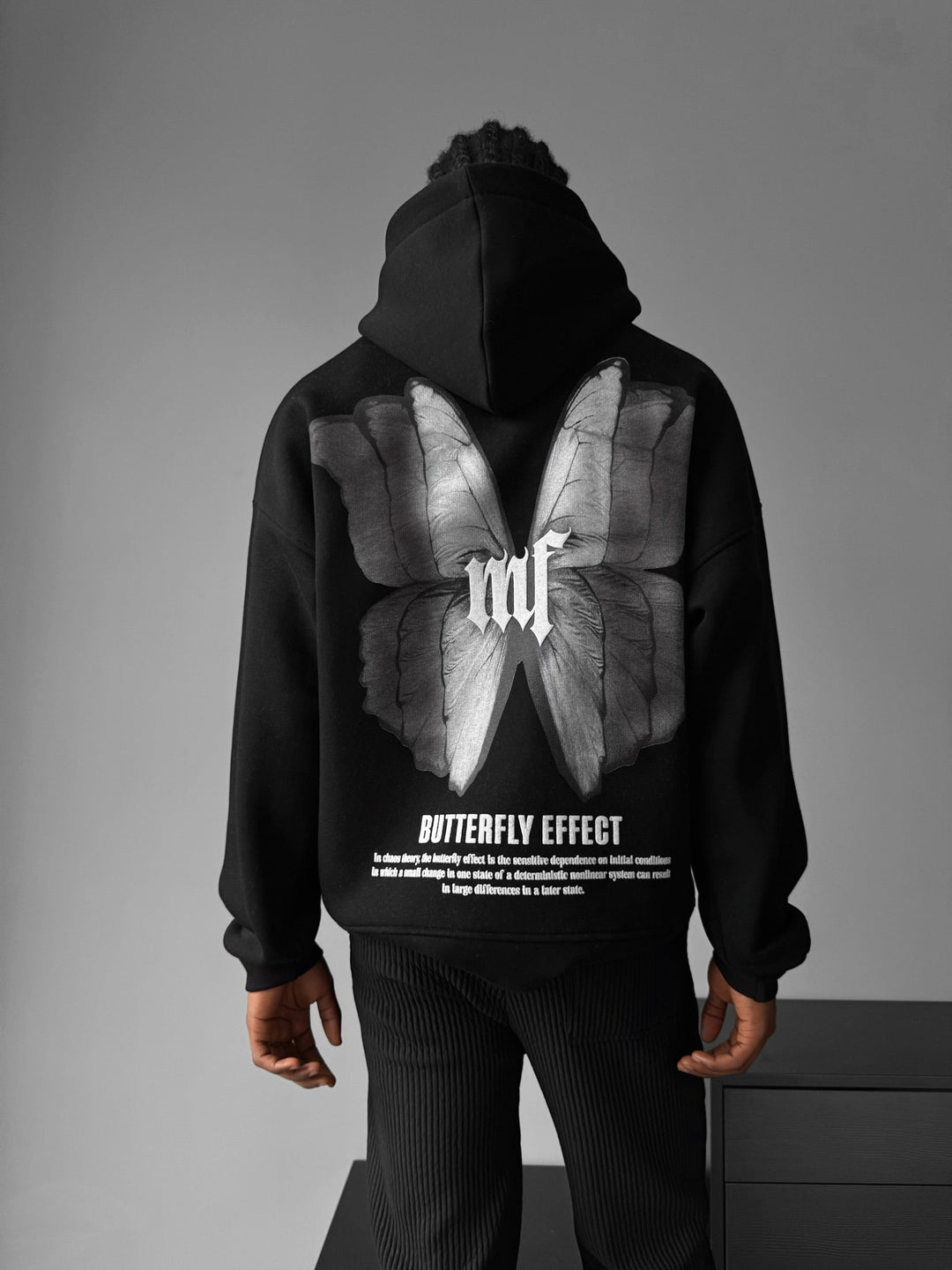 Oversize Hoodie z efektem motyla - Czarny i Antracytowy