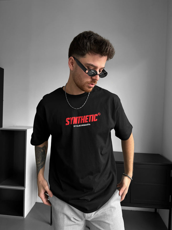 Oversize Synthetic T-shirt - Czarny