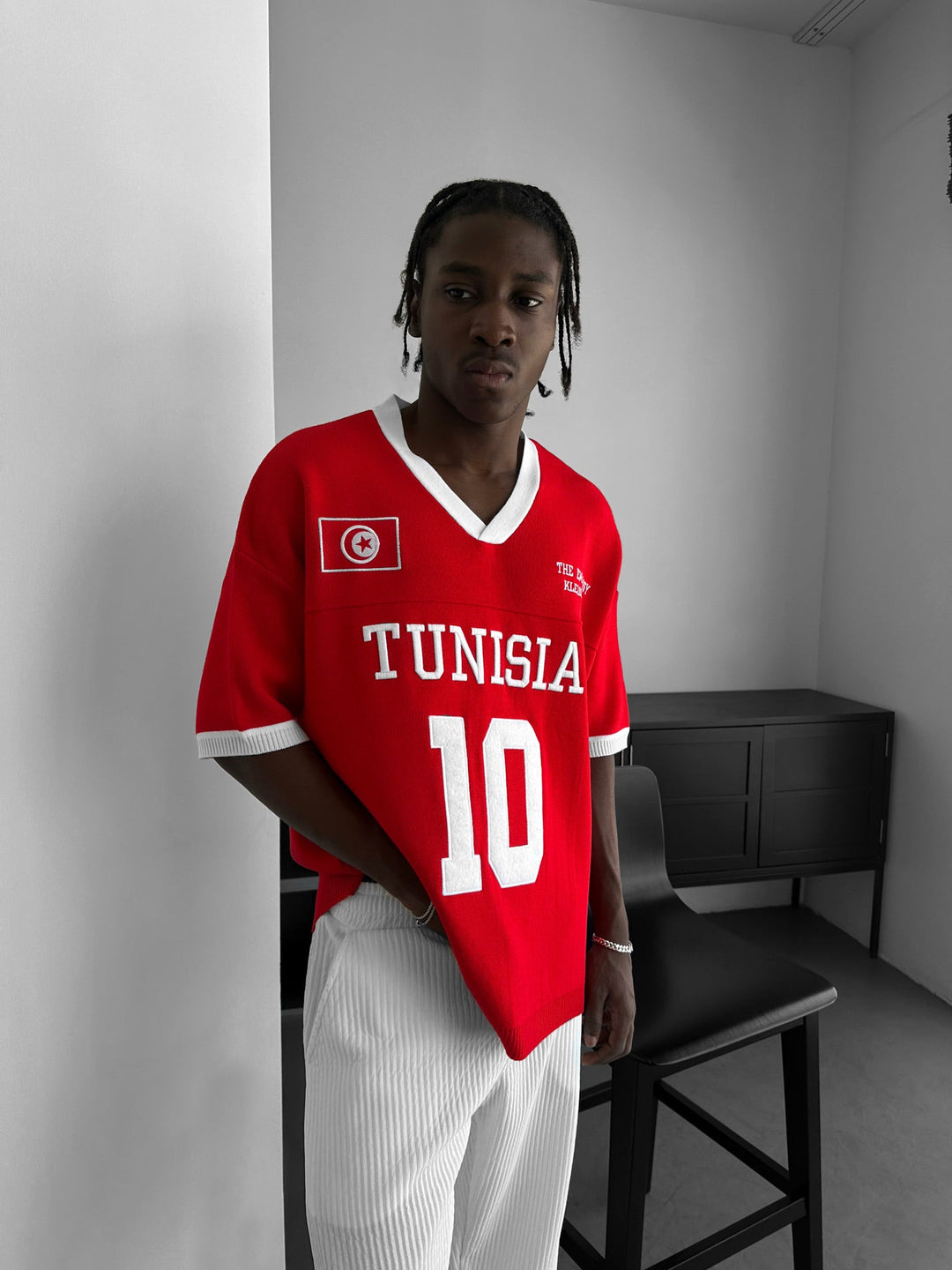 Oversize T-shirt z dzianiny w Tunisie - Czerwony
