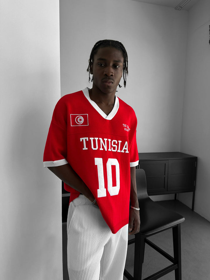 Oversize T-shirt z dzianiny w Tunisie - Czerwony