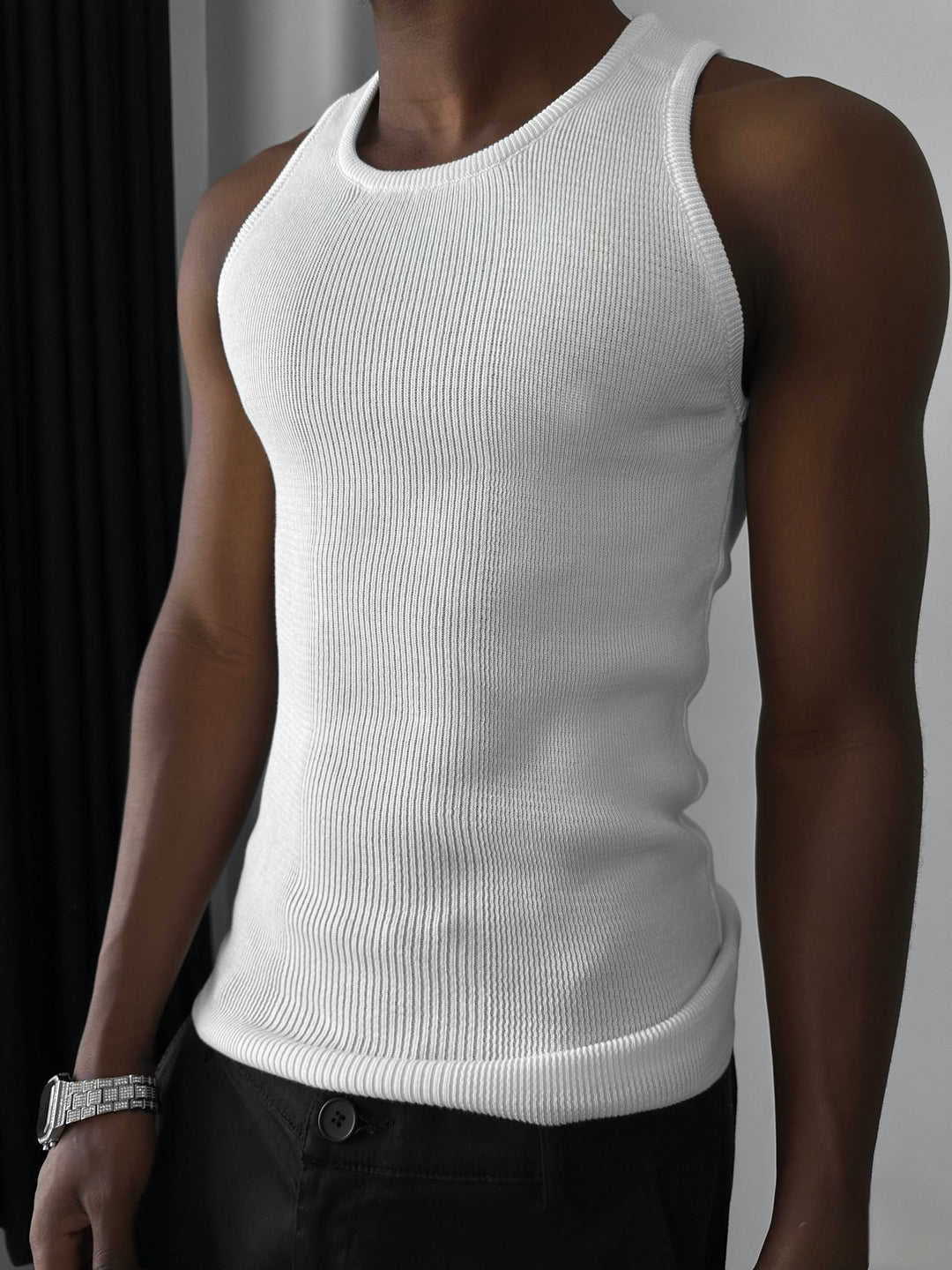 Slim Fit Knit Tanktop - Ecru