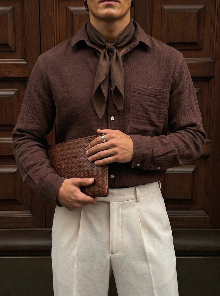 Oversize Muslin Shirt - Brązowy